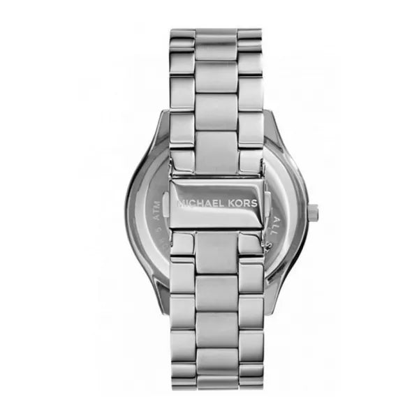 Michael Kors Slim Runway MK3379 női kvarc karóra, ezüst acél, kék, 42 mm