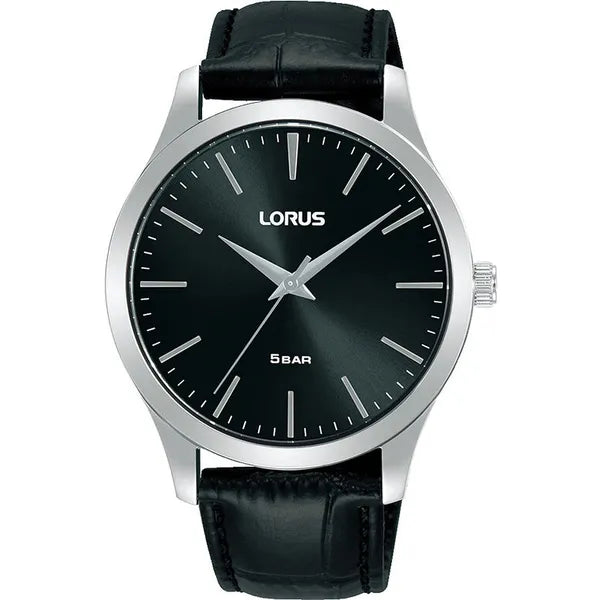 Lorus férfi karóra 40 mm, acél tok, fekete számlap, 5 ATM, RRX71HX9