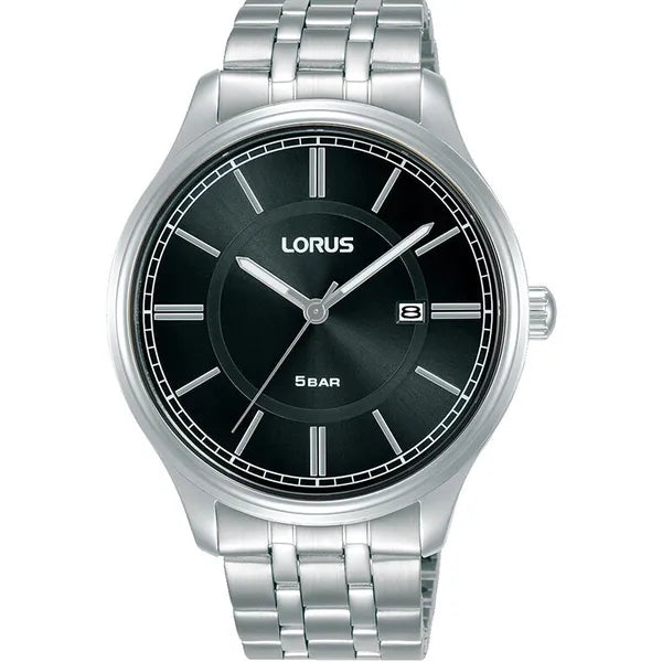 Lorus RH947PX9 férfi karóra, 38 mm, fekete számlap, acél szíj, kvarc