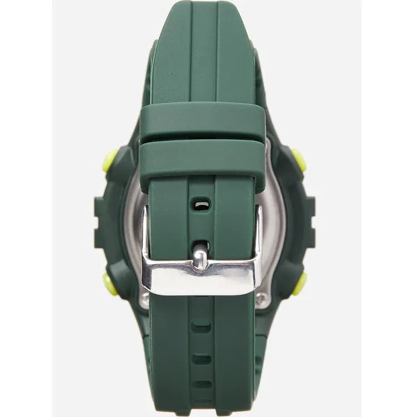 Lorus férfi karóra R2327PX9, zöld szilikon szíj, WR100, stopper, ébresztő