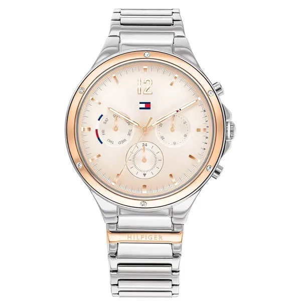 Tommy Hilfiger Eve női karóra, 39 mm, ezüst–rózsaarany, acél, kvarc