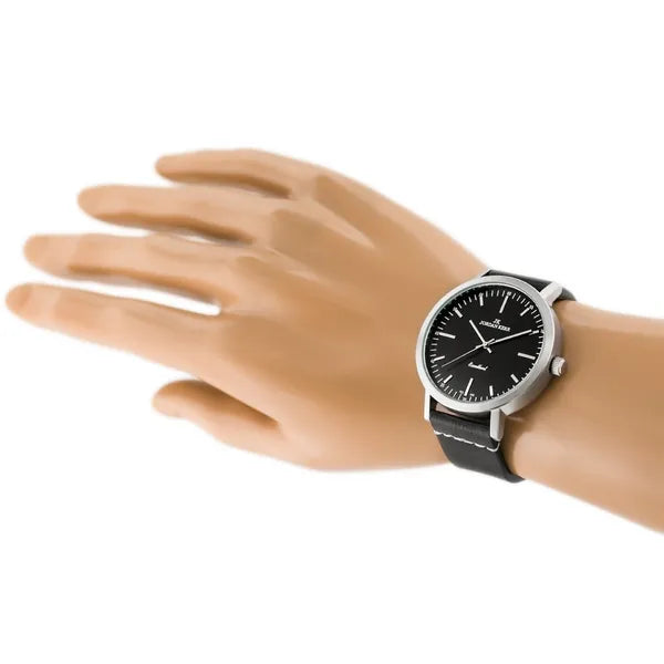 Jordan Kerr 16500 férfi kvarcóra, fekete bőrszíj, 42 mm, WR30