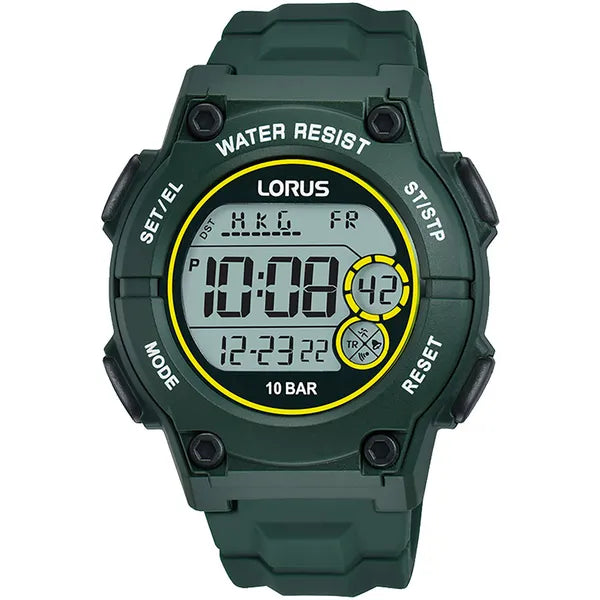 Lorus R2333PX9 uniszex sport karóra, zöld, WR100, kvarc, szilikon szíj