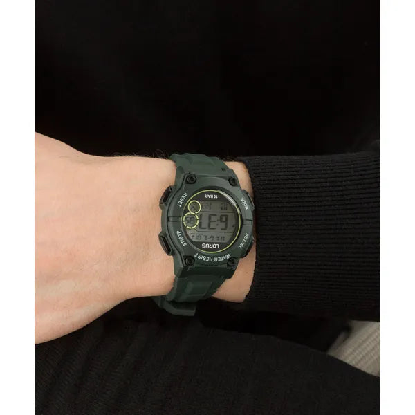 Lorus R2333PX9 uniszex sport karóra, zöld, WR100, kvarc, szilikon szíj