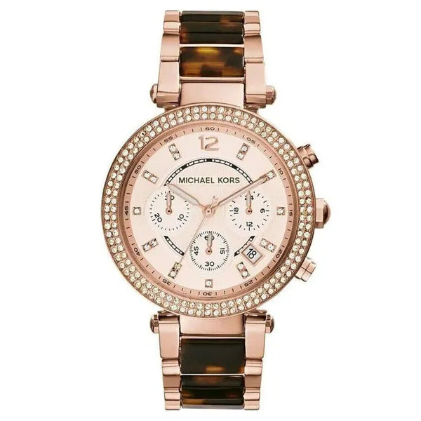 Michael Kors MK5538 női karóra, rozéarany acél, cirkóniás, kronográf, WR100