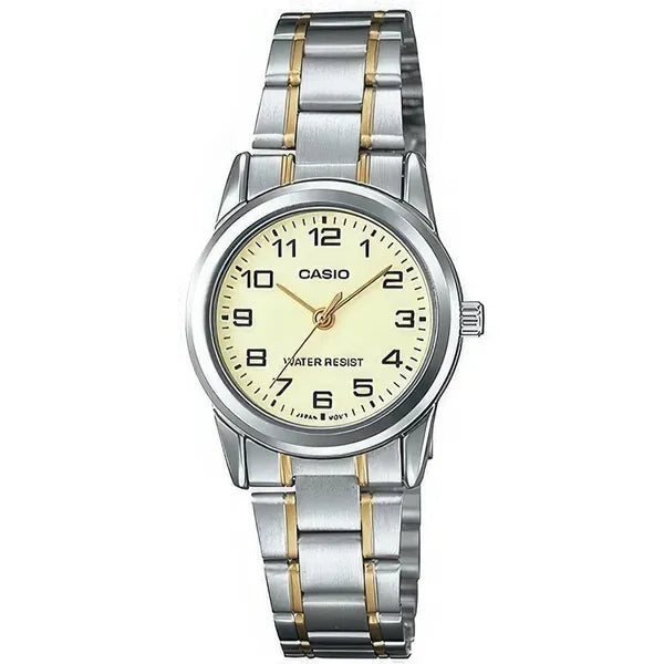 Casio női karóra LTP-V001SG-9B, arany-ezüst acél, 25 mm, WR30