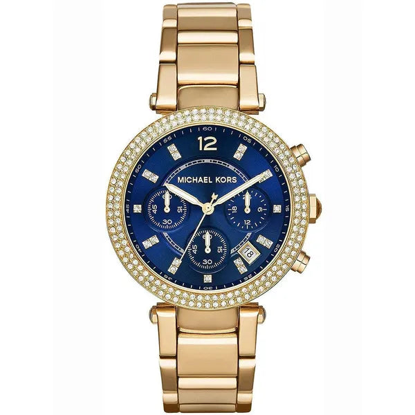 Michael Kors női kronográf karóra MK6262, arany acél, kék számlap, 39 mm, WR100