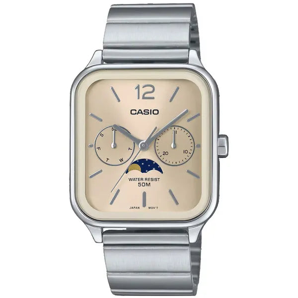 Casio MTP-M305D-9A férfi karóra, rozéarany, acél, WR50, díszdobozzal