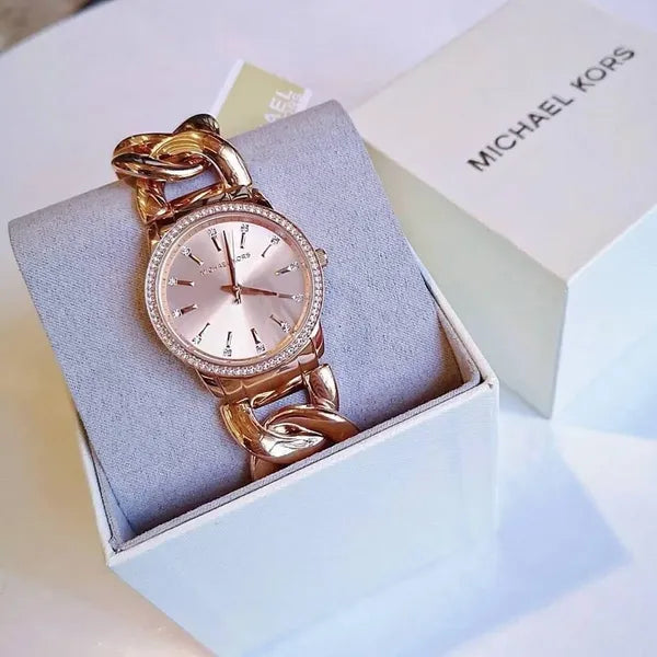 Michael Kors Lady Nine MK3236 női karóra, rózsaarany acél, 35 mm, WR50