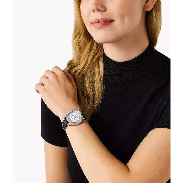 Michael Kors Sage MK4821 női karóra, 38 mm, gyöngyház, fekete bőr, 3 ATM