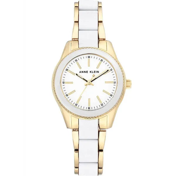Anne Klein AK-3212WTGB női karóra, kvarc, fehér/arany acél, WR30