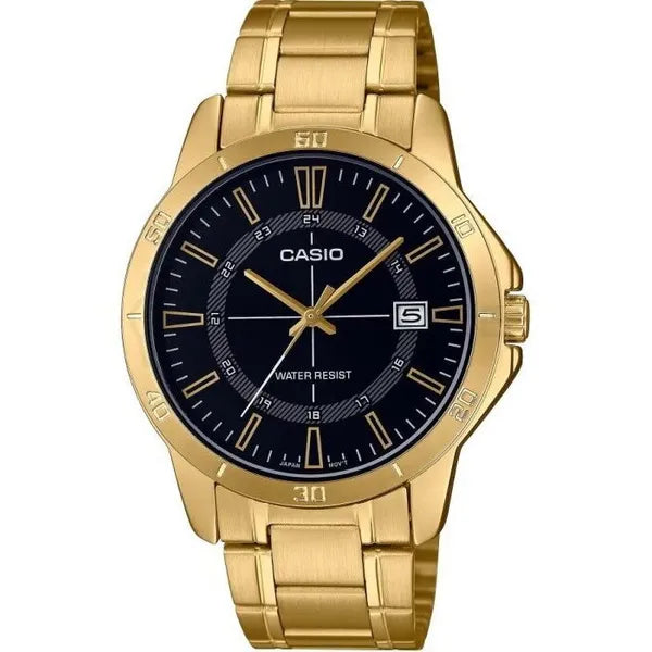 Casio férfi karóra MTP-V004G-1CUDF, aranyszínű acél, fekete számlap, 42 mm, WR30