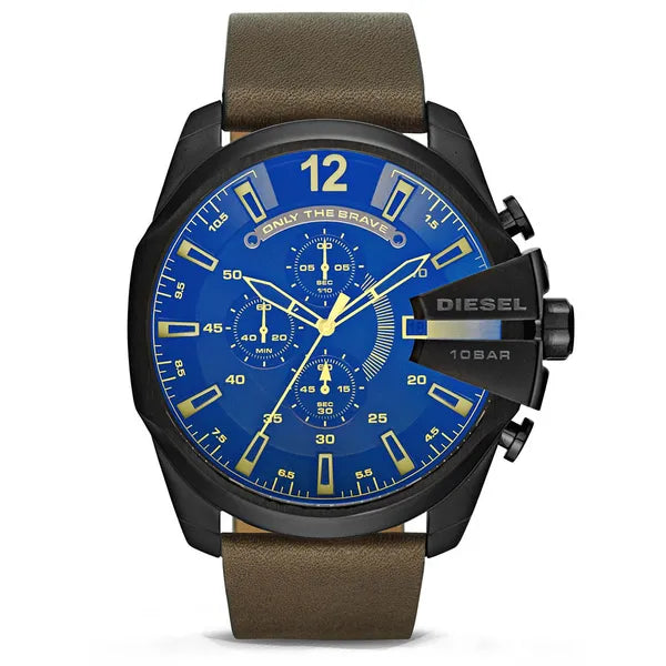Diesel DZ4401 férfi karóra, 51 mm, kék számlap, barna bőr szíj, 10 ATM, díszdoboz