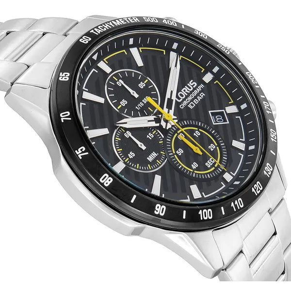 Lorus férfi kronográf kvarc óra 45 mm, WR100, rozsdamentes acél szíj, RM397HX9