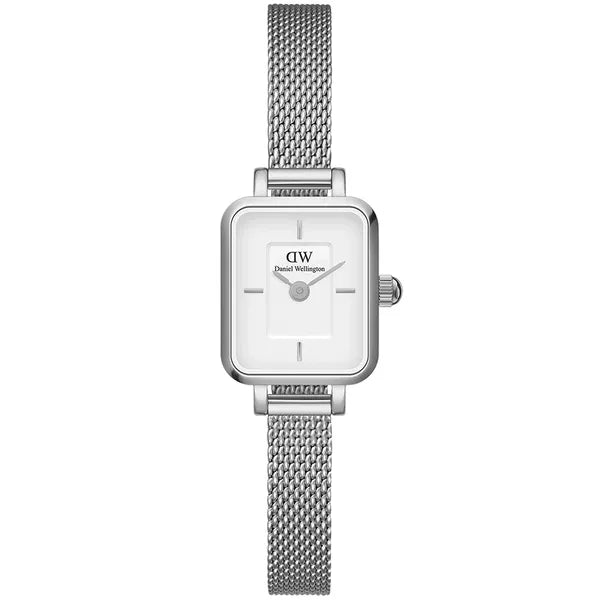 Daniel Wellington Quadro Mini női karóra, 15 mm, ezüst acél, fehér számlap