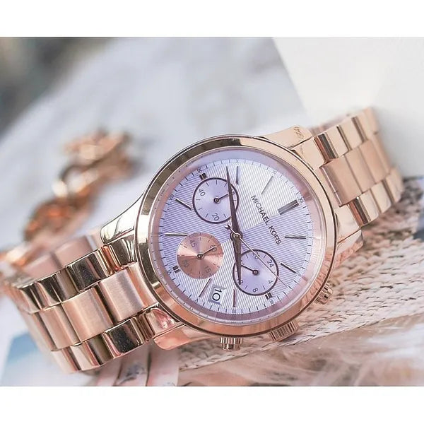 Michael Kors Runway MK6163 női karóra – rozéarany, lila számlap, 38 mm, WR100