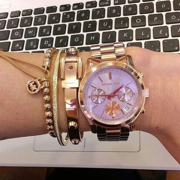 Michael Kors Runway MK6163 női karóra – rozéarany, lila számlap, 38 mm, WR100