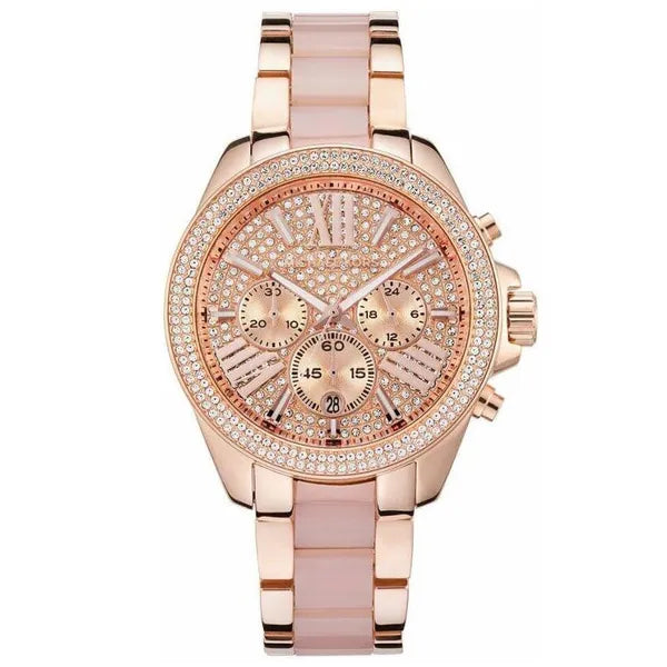 Michael Kors Wren MK6096 női karóra, rozéarany, acél, kronográf