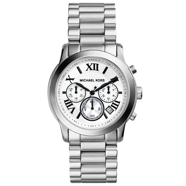 Michael Kors MK5928 női karóra, ezüst acél szíj, 39mm, kronográf, fehér számlap