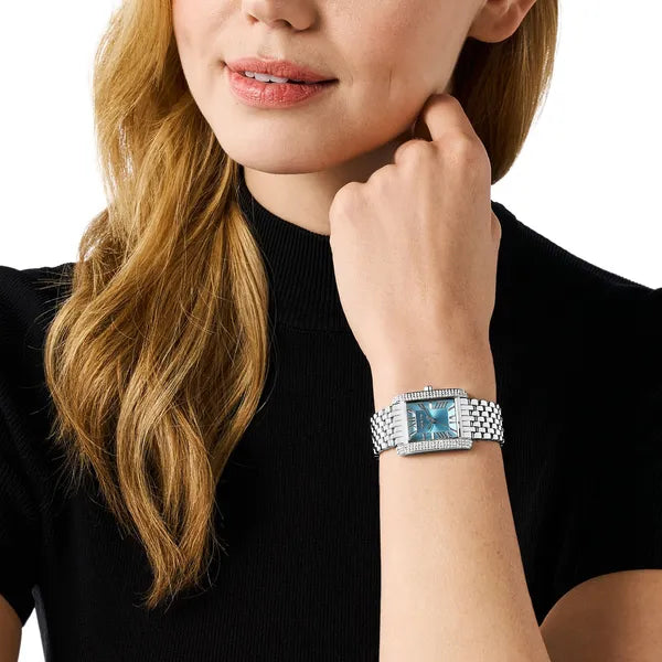 Michael Kors EMERY MK4829 női karóra, ezüst, kék számlap, 33 mm, WR30