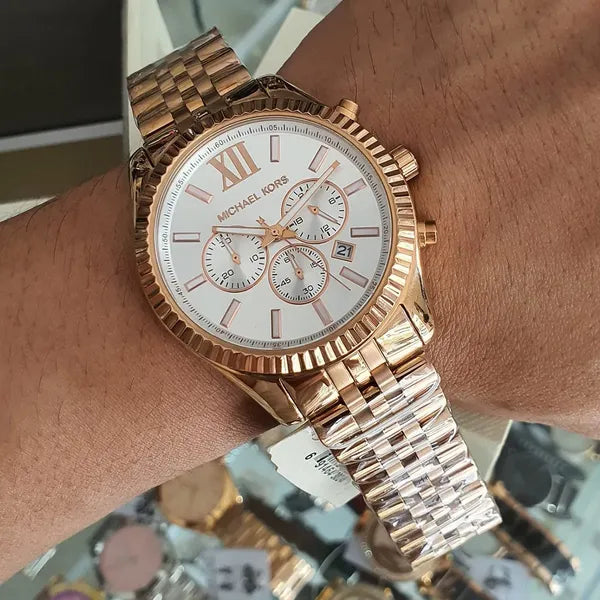 Michael Kors Lexington MK8313 női óra, rózsaarany acél, 45 mm, WR50 kronográf