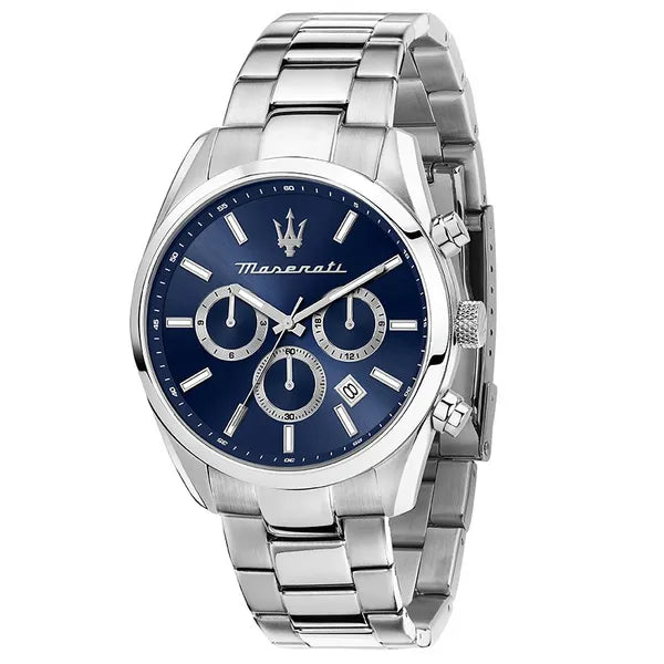Maserati Attrazione férfi kronográf karóra R8853151005, 43 mm, acél, kék