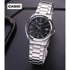 Casio MTP-1183A-1A férfi karóra, fekete számlap, acél szíj, dátum, WR30