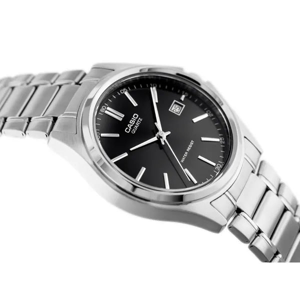 Casio MTP-1183A-1A férfi karóra, fekete számlap, acél szíj, dátum, WR30