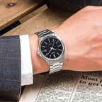 Casio MTP-1183A-1A férfi karóra, fekete számlap, acél szíj, dátum, WR30