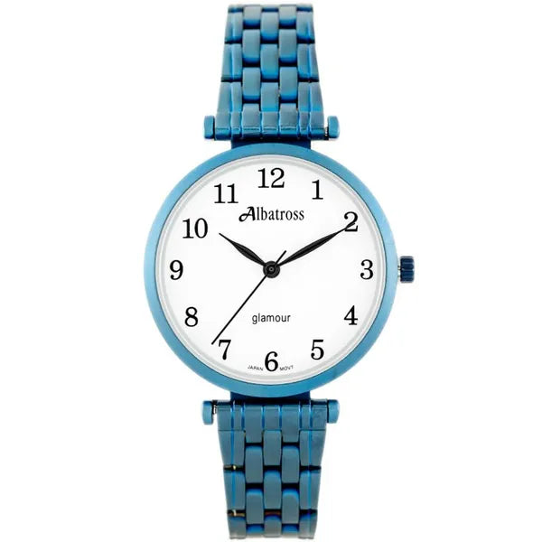 Női karóra Albatross Glamour, kék/fehér, kvarc, acél, WR30, 28 mm