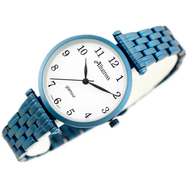 Női karóra Albatross Glamour, kék/fehér, kvarc, acél, WR30, 28 mm