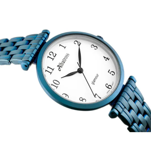 Női karóra Albatross Glamour, kék/fehér, kvarc, acél, WR30, 28 mm