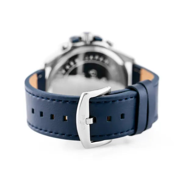 G. Rossi E6122A férfi kvarc karóra, kék, bőr szíj, 44 mm, ajándékdobozzal