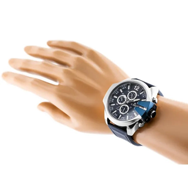 G. Rossi E6122A férfi kvarc karóra, kék, bőr szíj, 44 mm, ajándékdobozzal