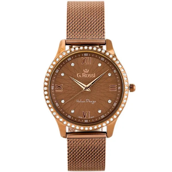 G. Rossi női karóra, barna számlap, fém szíj, WR30, Miyota, 38 mm