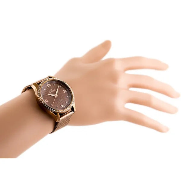 G. Rossi női karóra, barna számlap, fém szíj, WR30, Miyota, 38 mm