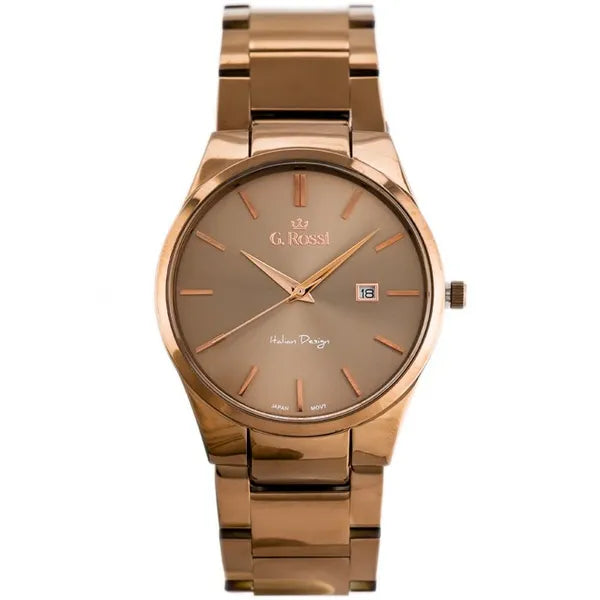 G. Rossi férfi karóra 40 mm, kvarc, barna számlap, fém szíj, dátum