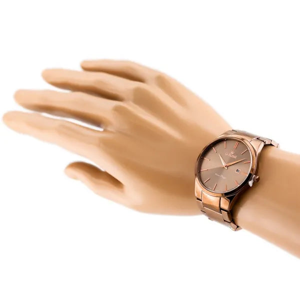 G. Rossi férfi karóra 40 mm, kvarc, barna számlap, fém szíj, dátum