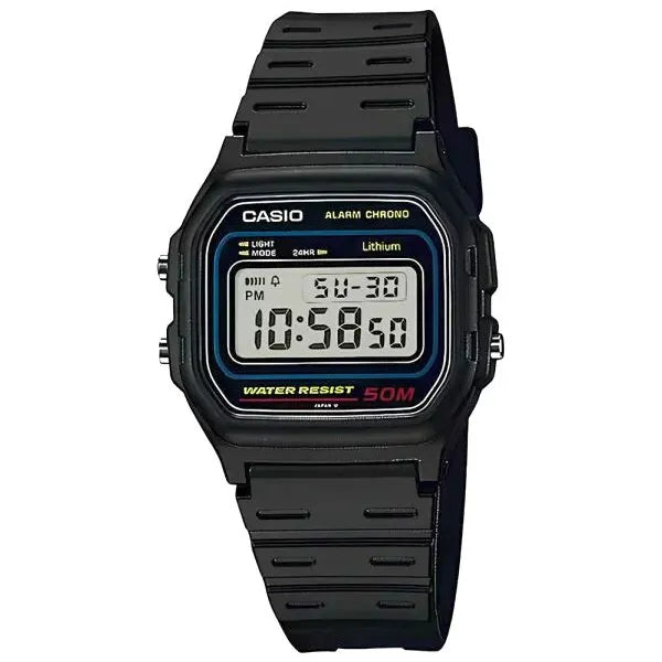 Casio W-59-1VQ uniszex digitális karóra, fekete, WR50, stopper, ébresztő, díszdoboz