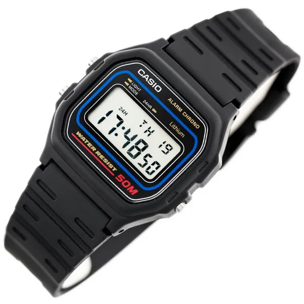 Casio W-59-1VQ uniszex digitális karóra, fekete, WR50, stopper, ébresztő, díszdoboz