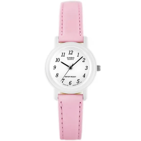 Casio női karóra, kvarc, 25 mm, rózsaszín bőrszíj, WR30, díszdobozzal