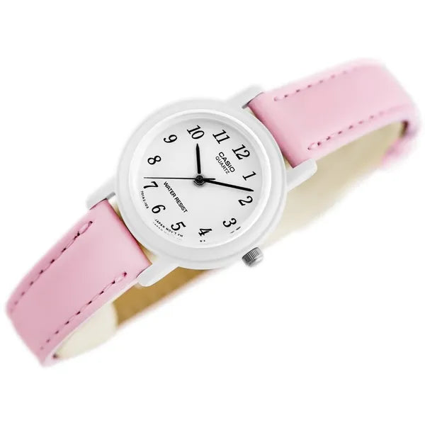 Casio női karóra, kvarc, 25 mm, rózsaszín bőrszíj, WR30, díszdobozzal