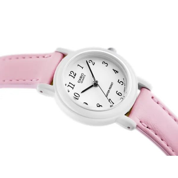 Casio női karóra, kvarc, 25 mm, rózsaszín bőrszíj, WR30, díszdobozzal