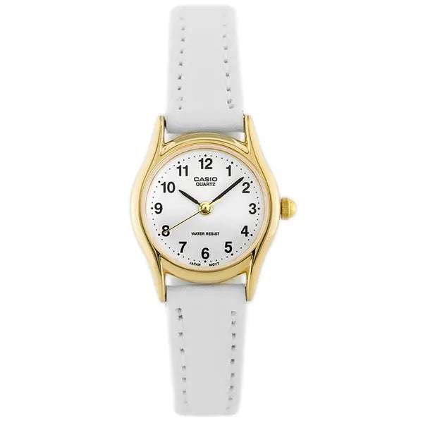 Casio LTP-1094Q-7B1 női karóra, 24 mm, arany tok, fehér bőr, WR30