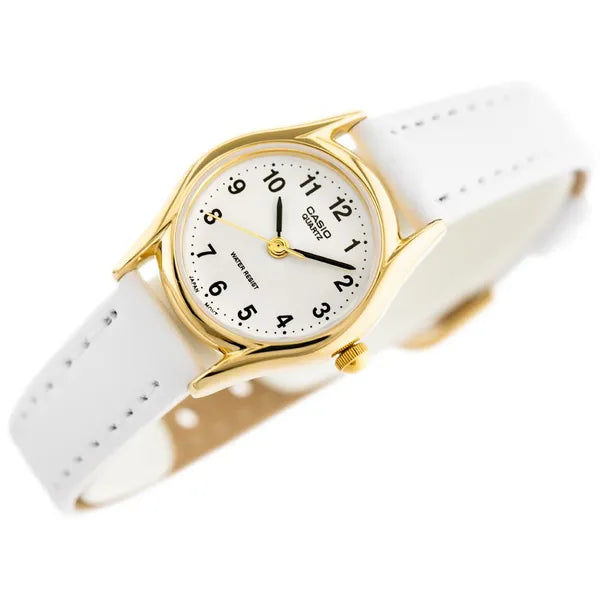 Casio LTP-1094Q-7B1 női karóra, 24 mm, arany tok, fehér bőr, WR30