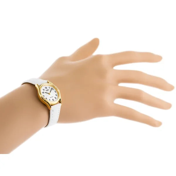 Casio LTP-1094Q-7B1 női karóra, 24 mm, arany tok, fehér bőr, WR30