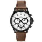G. Rossi férfi karóra, Miyota kvarc, ezüst számlap, bőr szíj, 44 mm, WR30
