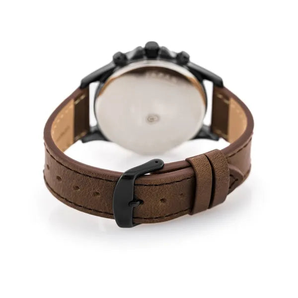 G. Rossi férfi karóra, Miyota kvarc, ezüst számlap, bőr szíj, 44 mm, WR30