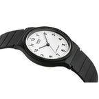 Casio MQ-24-7B uniszex kvarc karóra, fehér számlap, fekete szíj, WR30