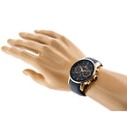 Férfi G. Rossi kvarc karóra, 44 mm rózsaarany tok, kék bőrszíj, WR30, doboz